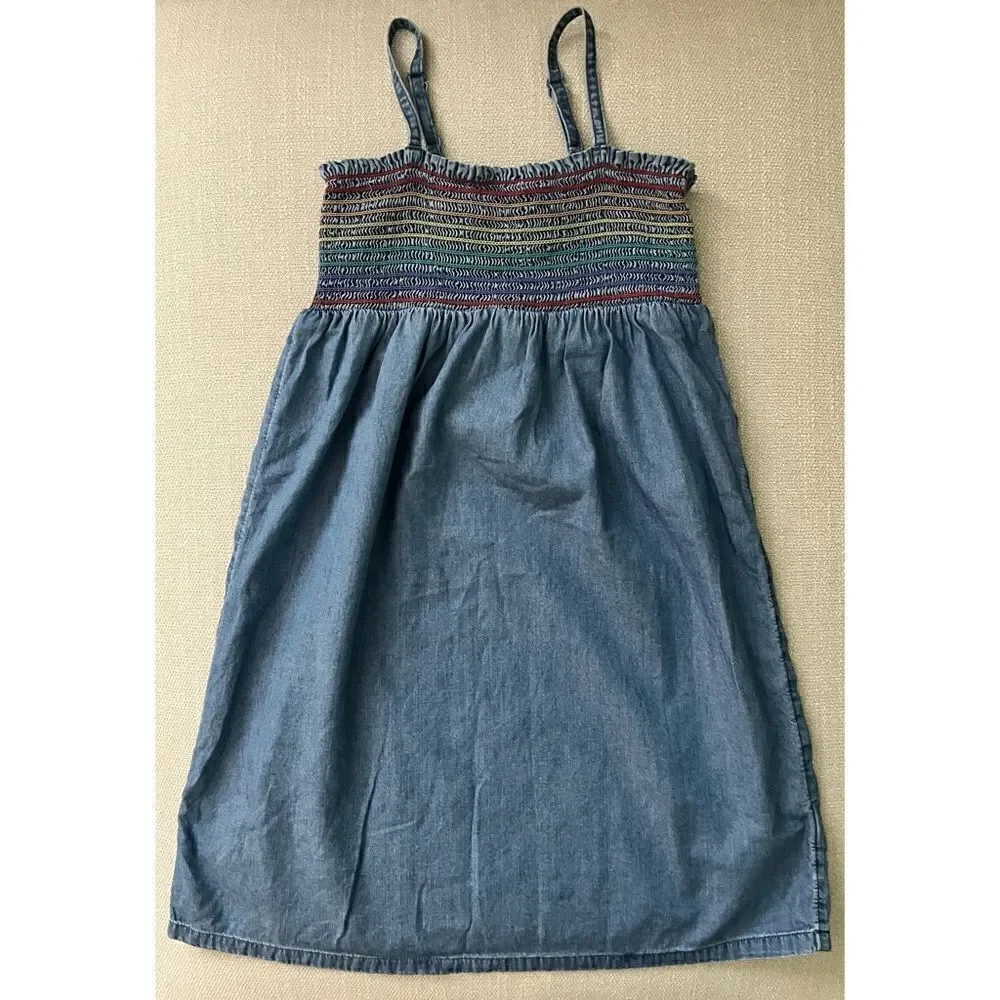 ‎Old Navy Girls Denim Rainbow Dress SZ S (6-7)